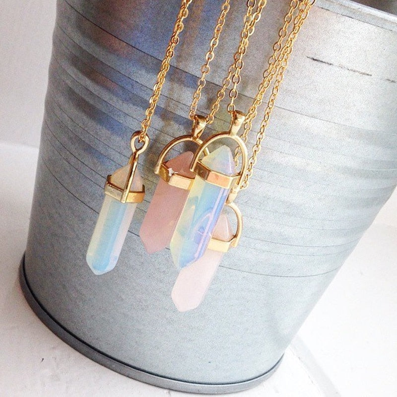 Hexagonal Column Quartz Necklaces For Women - Beautift