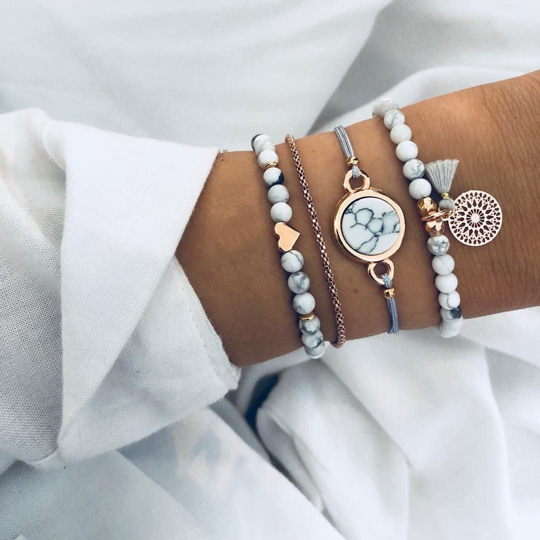 Marble Charm Mixed Bracelets for Women - Beautift