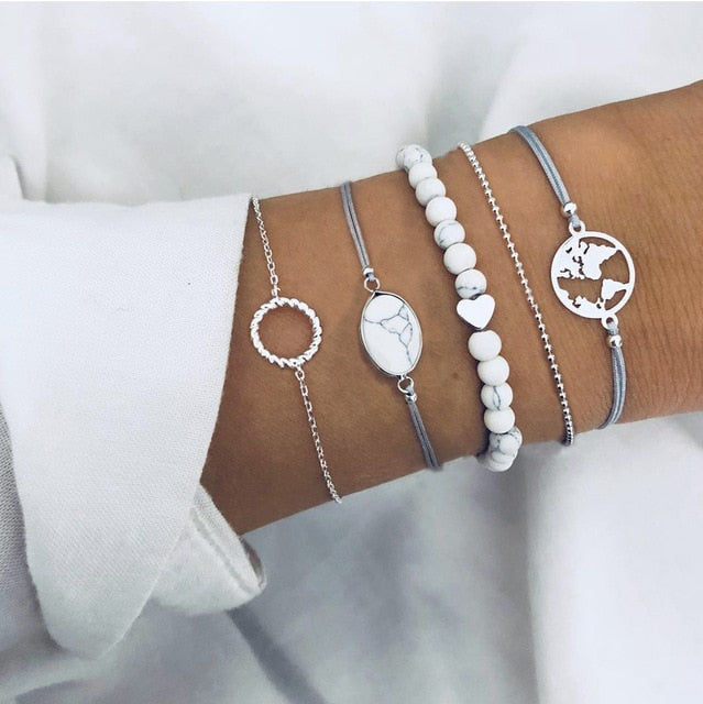 Marble Charm Mixed Bracelets for Women - Beautift